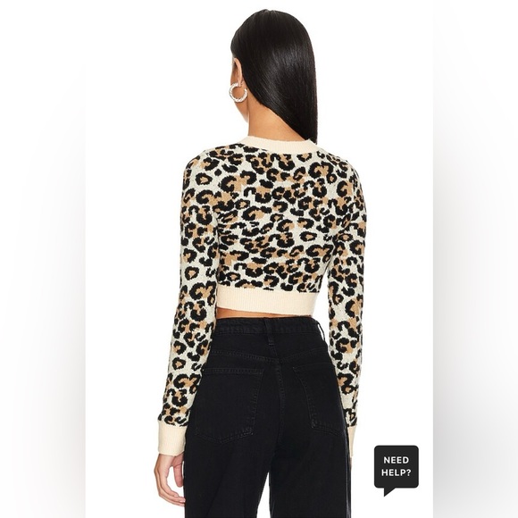 NWT LPA crop sweater animal leopard s black tan revolve - Picture 3 of 3